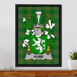 Irish Hume Coat of Arms Family Crest Ireland Framed Canvas Print Irish National Tartan