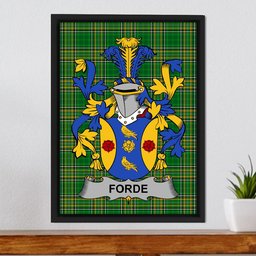 Irish Forde or Consnave Coat of Arms Family Crest Ireland Framed Canvas Print Irish National Tartan