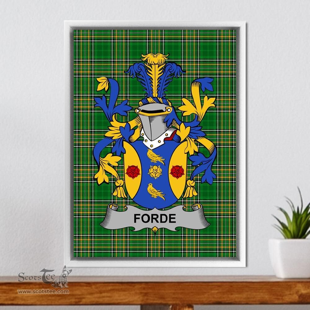 Irish Forde or Consnave Coat of Arms Family Crest Ireland Framed Canvas Print Irish National Tartan