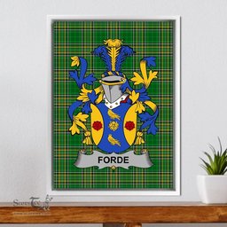 Irish Forde or Consnave Coat of Arms Family Crest Ireland Framed Canvas Print Irish National Tartan