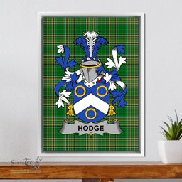 Irish Hodge Coat of Arms Family Crest Ireland Framed Canvas Print Irish National Tartan