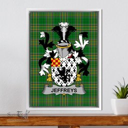 Irish Jeffreys Coat of Arms Family Crest Ireland Framed Canvas Print Irish National Tartan