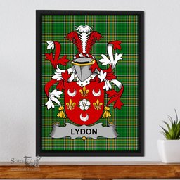 Irish Lydon or Leyden Coat of Arms Family Crest Ireland Framed Canvas Print Irish National Tartan