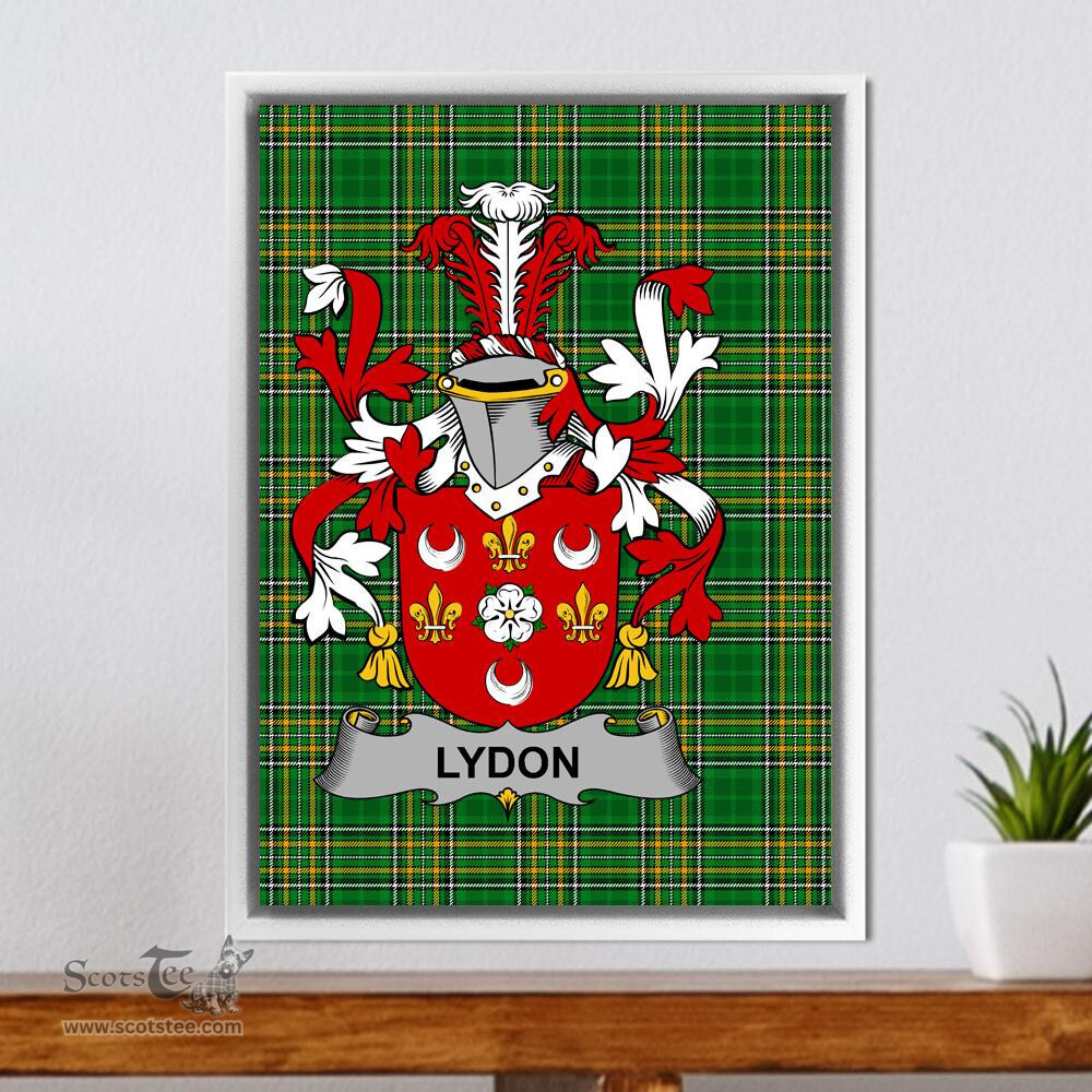 Irish Lydon or Leyden Coat of Arms Family Crest Ireland Framed Canvas Print Irish National Tartan