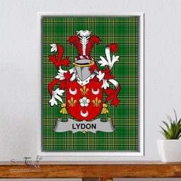 Irish Lydon or Leyden Coat of Arms Family Crest Ireland Framed Canvas Print Irish National Tartan