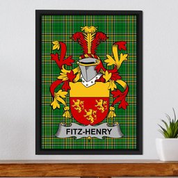 Irish Fitz-Henry Coat of Arms Family Crest Ireland Framed Canvas Print Irish National Tartan