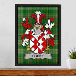 Irish Locke Coat of Arms Family Crest Ireland Framed Canvas Print Irish National Tartan