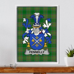 Irish Fennelly or O'Fennelly Coat of Arms Family Crest Ireland Framed Canvas Print Irish National Tartan