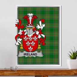 Irish Ireland Coat of Arms Family Crest Ireland Framed Canvas Print Irish National Tartan