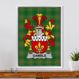 Irish Gamble Coat of Arms Family Crest Ireland Framed Canvas Print Irish National Tartan