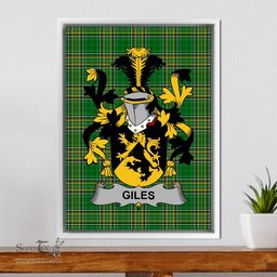 Irish Giles or Gyles Coat of Arms Family Crest Ireland Framed Canvas Print Irish National Tartan