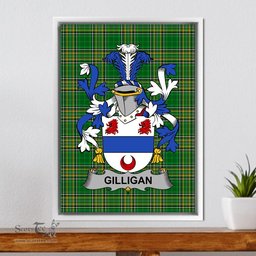 Irish Gilligan or McGilligan Coat of Arms Family Crest Ireland Framed Canvas Print Irish National Tartan