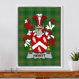 Irish Hewitt Coat of Arms Family Crest Ireland Framed Canvas Print Irish National Tartan