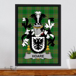 Irish Hoare Coat of Arms Family Crest Ireland Framed Canvas Print Irish National Tartan