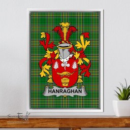 Irish Hanraghan or O'Hanraghan Coat of Arms Family Crest Ireland Framed Canvas Print Irish National Tartan