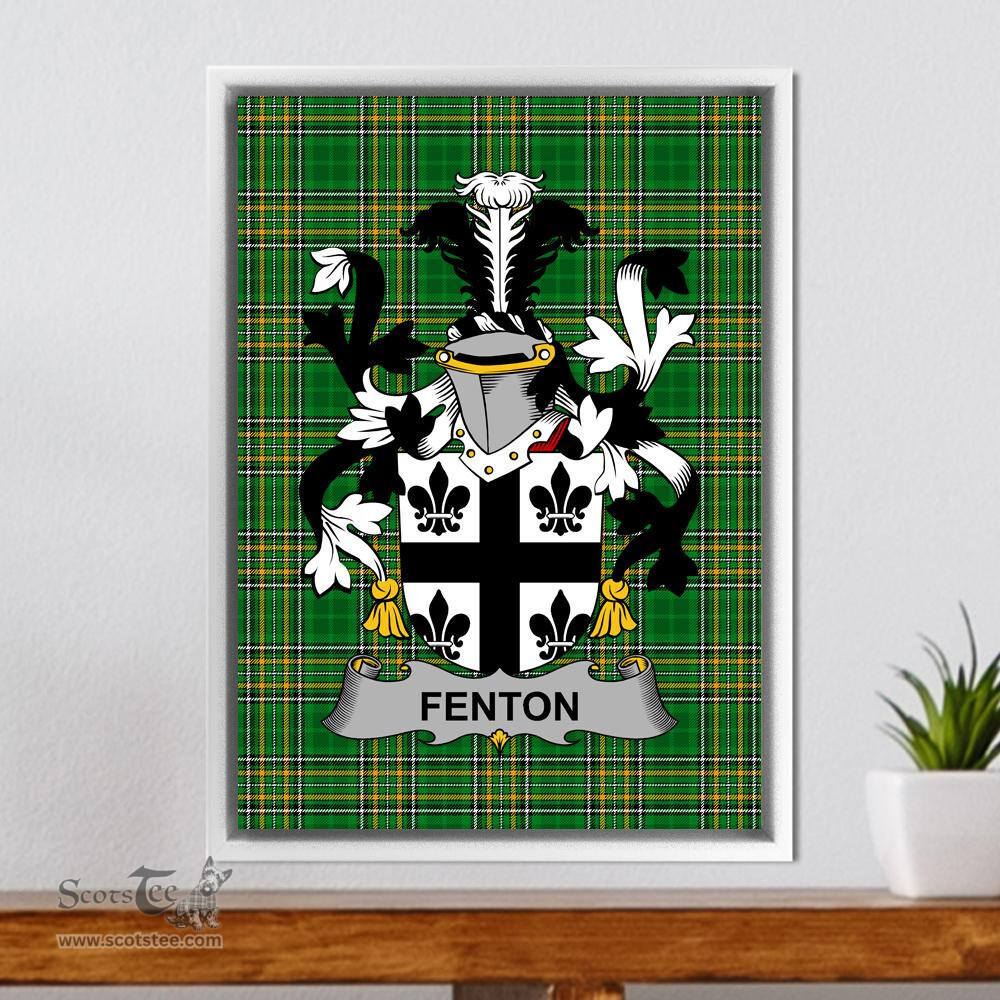 Irish Fenton Coat of Arms Family Crest Ireland Framed Canvas Print Irish National Tartan