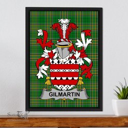 Irish Gilmartin or Kilmartin Coat of Arms Family Crest Ireland Framed Canvas Print Irish National Tartan