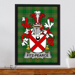 Irish Fitz-Pearce Coat of Arms Family Crest Ireland Framed Canvas Print Irish National Tartan