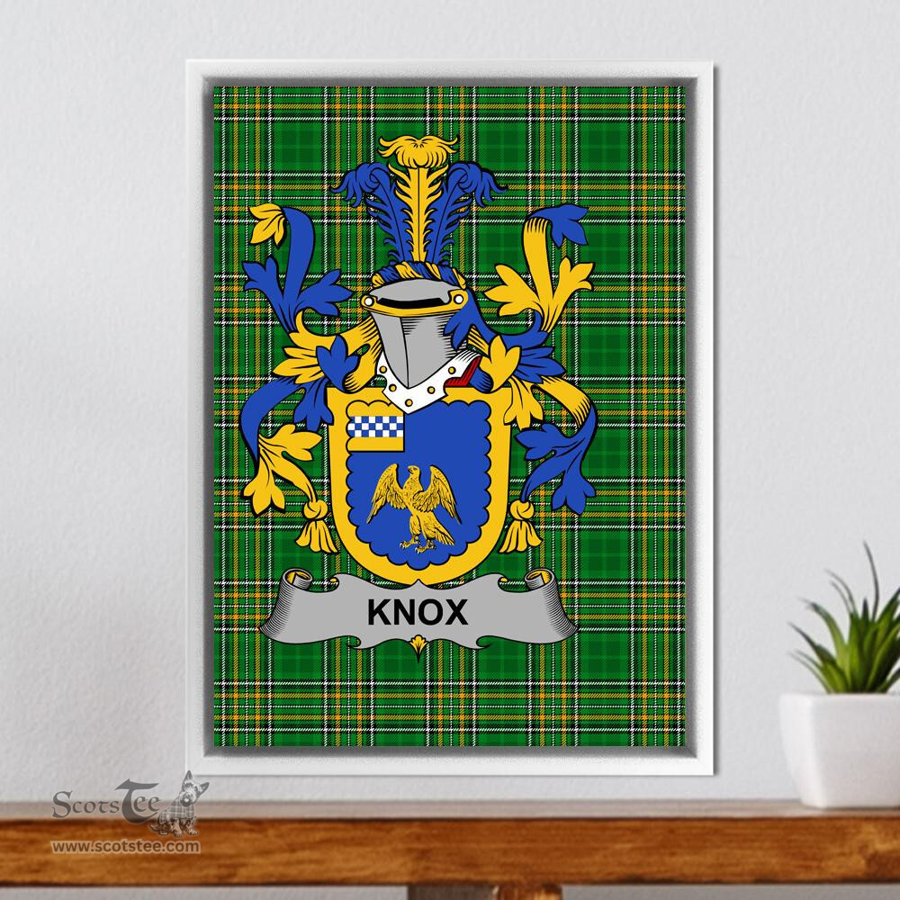 Irish Knox Coat of Arms Family Crest Ireland Framed Canvas Print Irish National Tartan