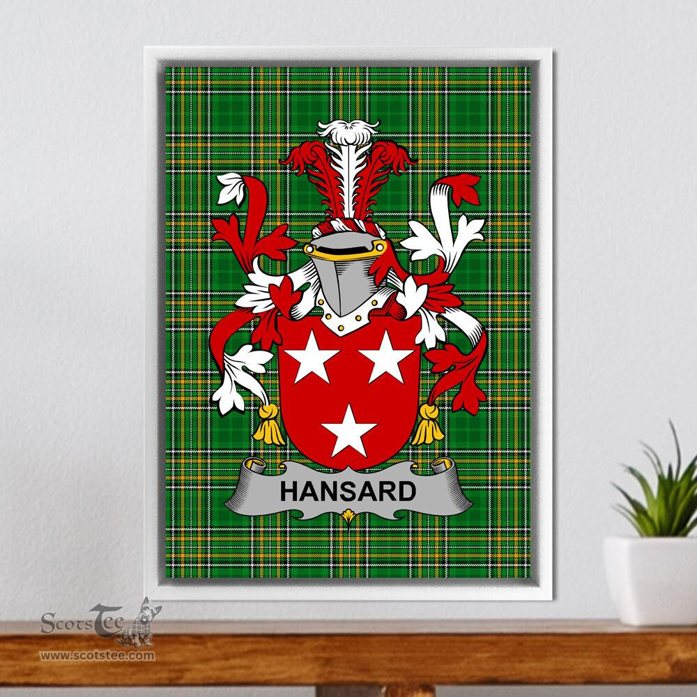 Irish Hansard Coat of Arms Family Crest Ireland Framed Canvas Print Irish National Tartan