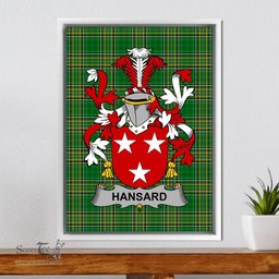 Irish Hansard Coat of Arms Family Crest Ireland Framed Canvas Print Irish National Tartan