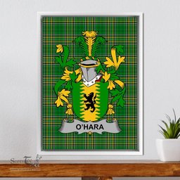 Irish Hara or O'Hara Coat of Arms Family Crest Ireland Framed Canvas Print Irish National Tartan