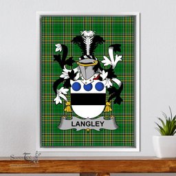 Irish Langley Coat of Arms Family Crest Ireland Framed Canvas Print Irish National Tartan
