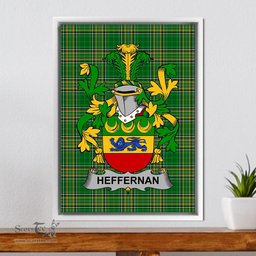 Irish Heffernan or O'Heffernan Coat of Arms Family Crest Ireland Framed Canvas Print Irish National Tartan