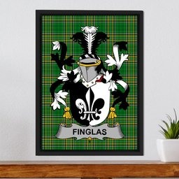 Irish Finglas Coat of Arms Family Crest Ireland Framed Canvas Print Irish National Tartan