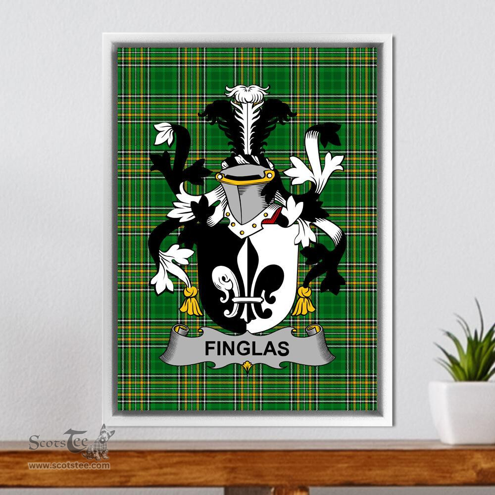 Irish Finglas Coat of Arms Family Crest Ireland Framed Canvas Print Irish National Tartan