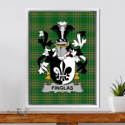 Irish Finglas Coat of Arms Family Crest Ireland Framed Canvas Print Irish National Tartan