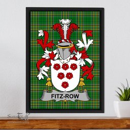 Irish Fitz-Row Coat of Arms Family Crest Ireland Framed Canvas Print Irish National Tartan