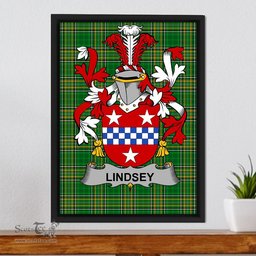 Irish Lindsey Coat of Arms Family Crest Ireland Framed Canvas Print Irish National Tartan