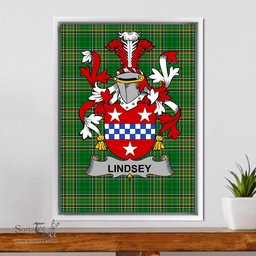 Irish Lindsey Coat of Arms Family Crest Ireland Framed Canvas Print Irish National Tartan