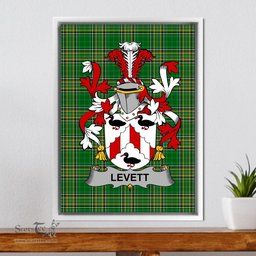Irish Levett or Lyvett Coat of Arms Family Crest Ireland Framed Canvas Print Irish National Tartan