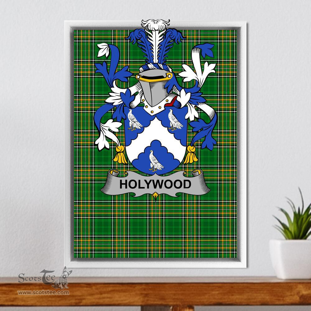 Irish Holywood Coat of Arms Family Crest Ireland Framed Canvas Print Irish National Tartan