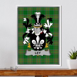 Irish Ley Coat of Arms Family Crest Ireland Framed Canvas Print Irish National Tartan
