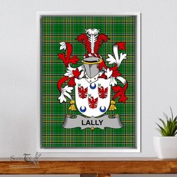 Irish Lally or O'Mullally Coat of Arms Family Crest Ireland Framed Canvas Print Irish National Tartan