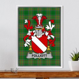 Irish Folliott Coat of Arms Family Crest Ireland Framed Canvas Print Irish National Tartan