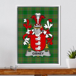 Irish Gibney or O'Gibney Coat of Arms Family Crest Ireland Framed Canvas Print Irish National Tartan