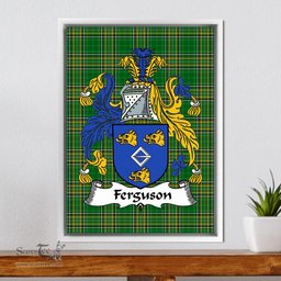 Irish Fergus or O'Fearghus Coat of Arms Family Crest Ireland Framed Canvas Print Irish National Tartan