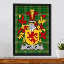 Irish Gould Coat of Arms Family Crest Ireland Framed Canvas Print Irish National Tartan