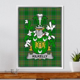 Irish Kilkelly or Killikelly Coat of Arms Family Crest Ireland Framed Canvas Print Irish National Tartan