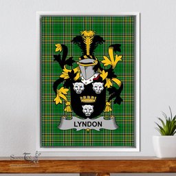 Irish Lyndon or Gindon Coat of Arms Family Crest Ireland Framed Canvas Print Irish National Tartan