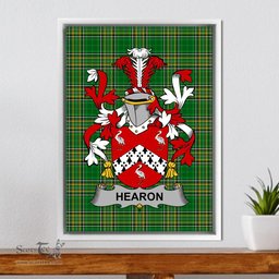 Irish Hearon or Hearn Coat of Arms Family Crest Ireland Framed Canvas Print Irish National Tartan