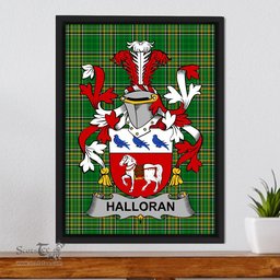 Irish Halligan or O'Halligan Coat of Arms Family Crest Ireland Framed Canvas Print Irish National Tartan