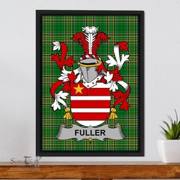 Irish Fuller Coat of Arms Family Crest Ireland Framed Canvas Print Irish National Tartan