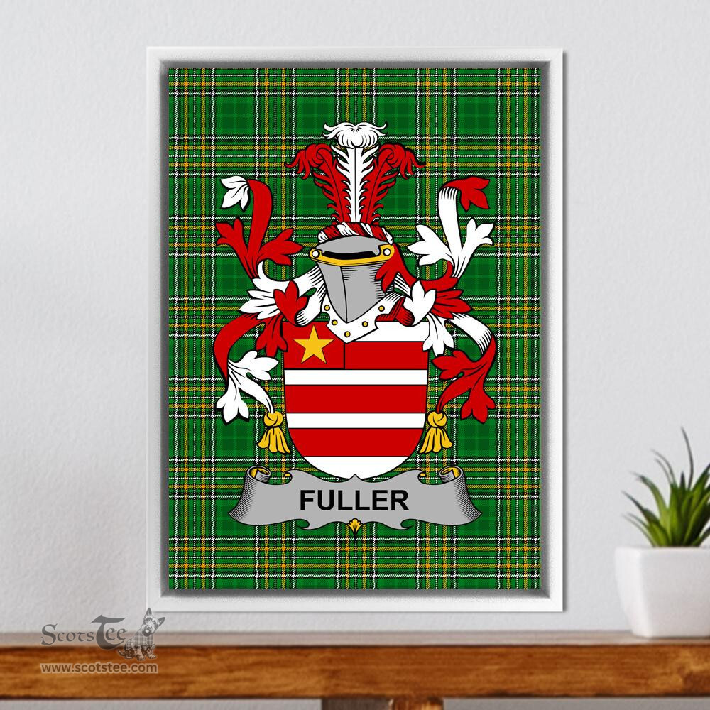 Irish Fuller Coat of Arms Family Crest Ireland Framed Canvas Print Irish National Tartan