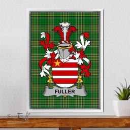 Irish Fuller Coat of Arms Family Crest Ireland Framed Canvas Print Irish National Tartan