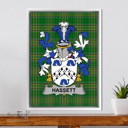 Irish Hassett or Hasset Coat of Arms Family Crest Ireland Framed Canvas Print Irish National Tartan